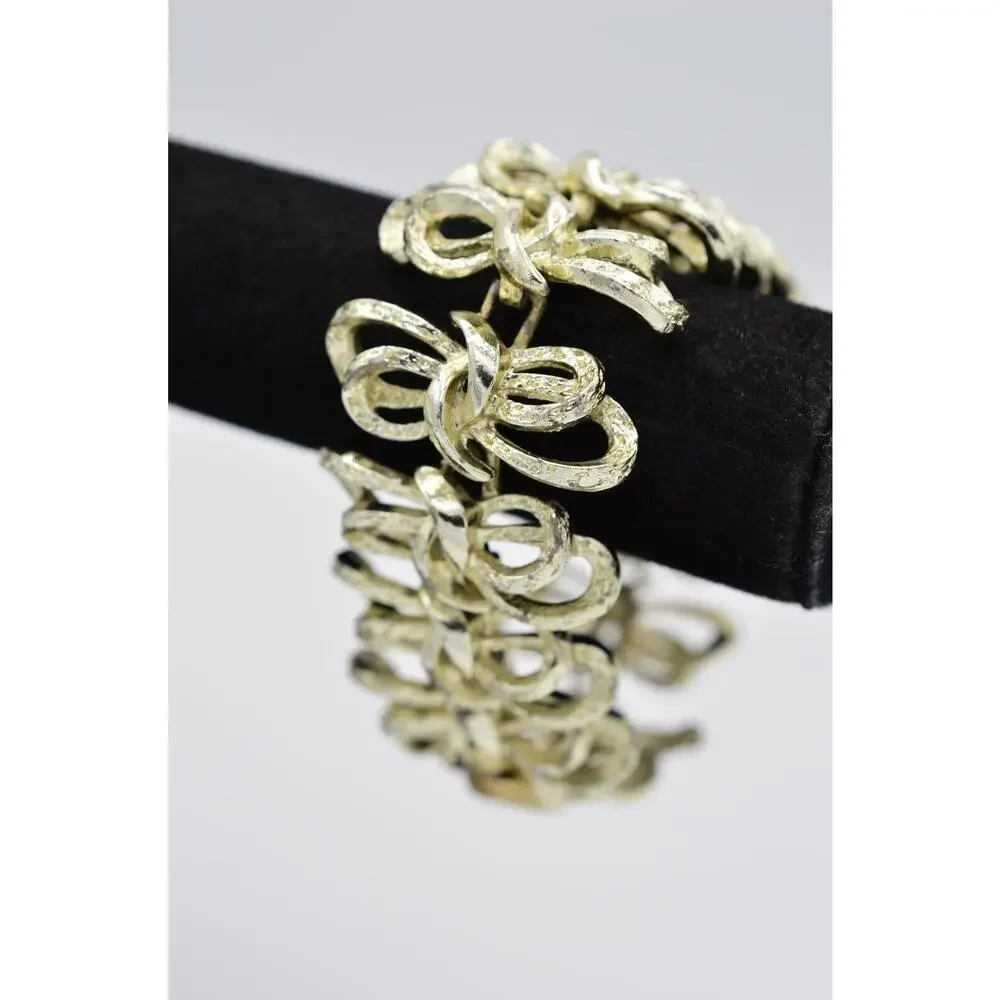 Coro Pegasus Vintage Bracelet Chunky Multi-Tone Metal Linked Signed 1940s Bin5